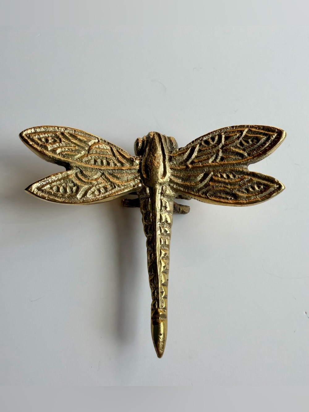 Vintage Brass Dragonfly Metal Insect Figurine Retro Bug Decor Paperweight